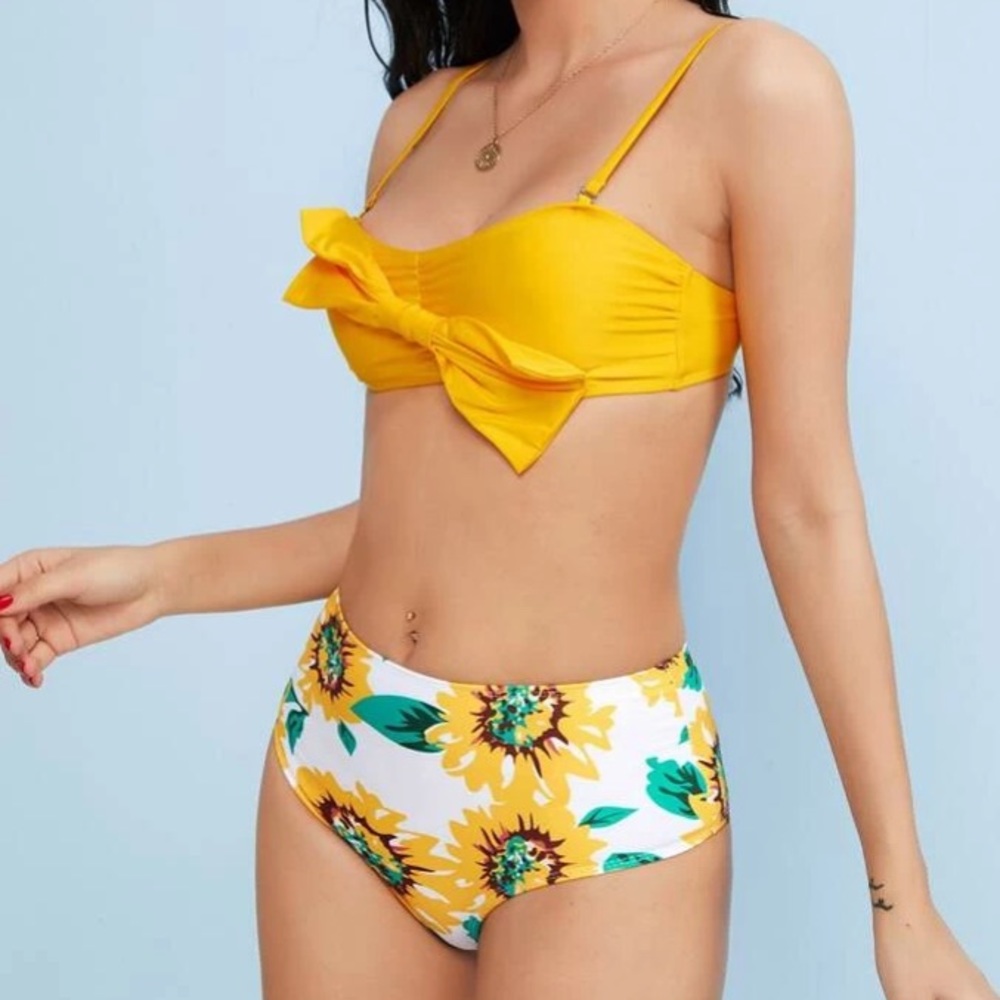 Sunflower Bow Bikini Set